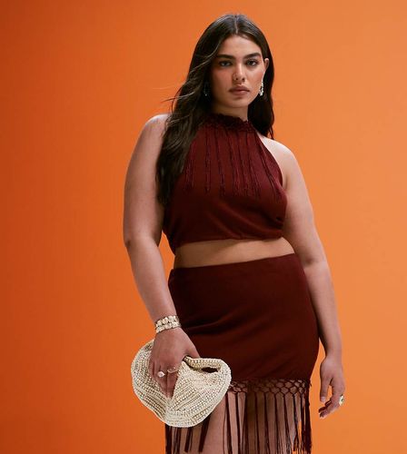 ASOS DESIGN Curve - Top d'ensemble à franges et dos nu - Rouille - Asos Curve - Modalova