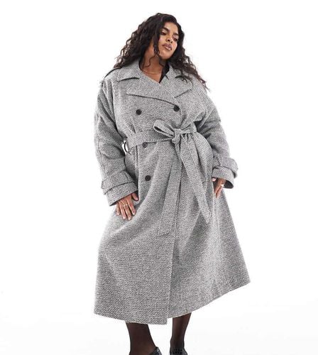 ASOS DESIGN Curve - Trench effetto lana elegante sale e pepe - ASOS Curve - Modalova