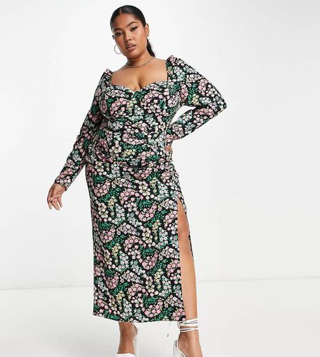 ASOS DESIGN Curve - Vestito da giorno midi a fiorellini con coppe - ASOS Curve - Modalova