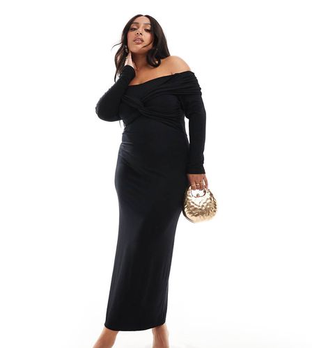 ASOS DESIGN Curve - Vestito midi incrociato a maniche lunghe con spalle scoperte - ASOS Curve - Modalova