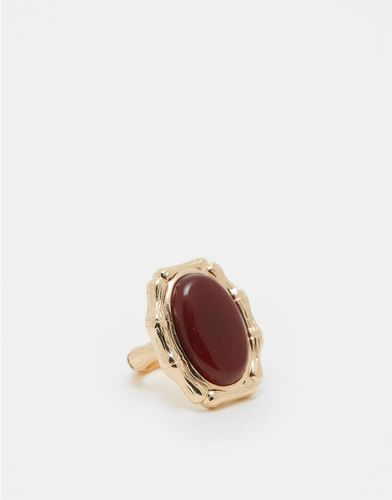 Anello dorato con vere pietre semipreziose e design stile bambù - ASOS DESIGN - Modalova