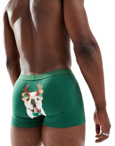 Boxer aderenti scuro con bulldog natalizio - ASOS DESIGN - Modalova