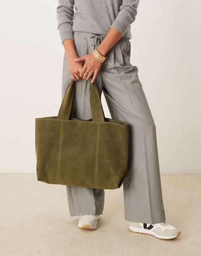 Borsa shopping squadrata in camoscio - ASOS DESIGN - Modalova