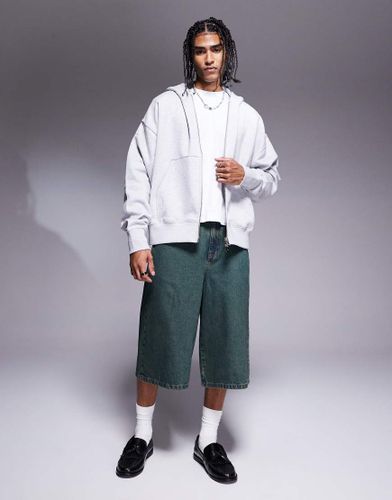 Bermuda en jean long - foncé délavé teinté - Asos Design - Modalova