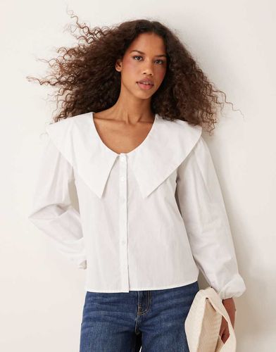 Blusa in popeline color con colletto oversize - ASOS DESIGN - Modalova