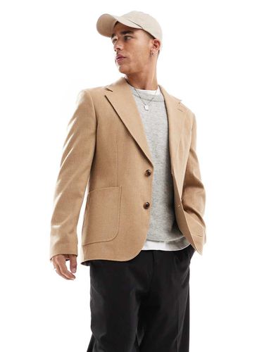 Blazer slim fit in flanella color cammello - ASOS DESIGN - Modalova