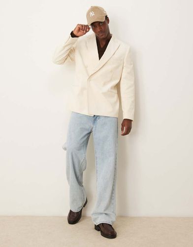 Blazer slim in velluto a coste color crema - ASOS DESIGN - Modalova