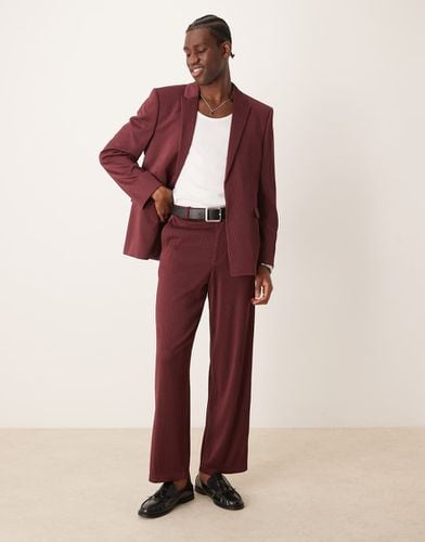 Giacca da abito regular fit bordeaux a coste - ASOS DESIGN - Modalova