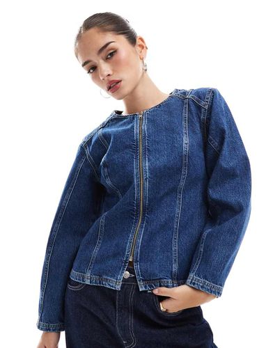 Giacca di jeans indaco stretta in vita - ASOS DESIGN - Modalova