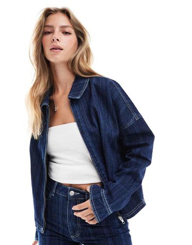 Giacca harrington in denim a righe con vestibilità classica - ASOS DESIGN - Modalova