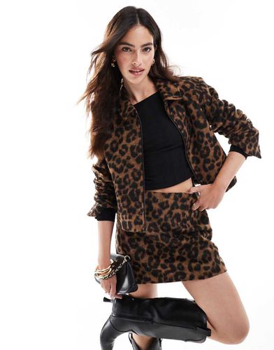 Giacca harrington spazzolata con stampa leopardata - ASOS DESIGN - Modalova