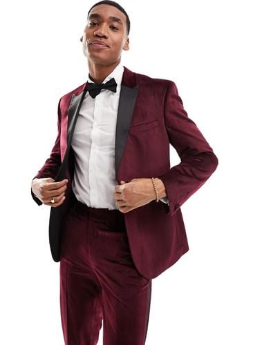 Giacca slim da abito in velluto bordeaux stile smoking - ASOS DESIGN - Modalova