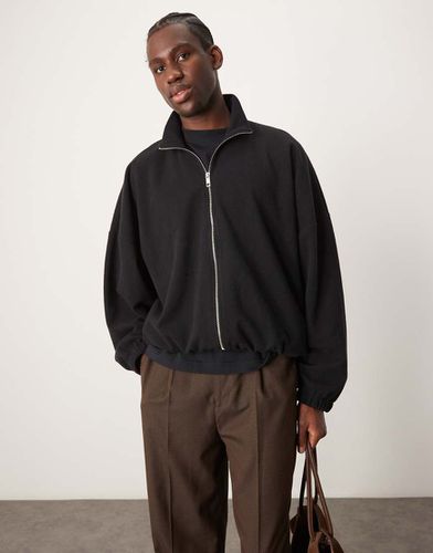 Giacca sportiva corta nera oversize in tessuto pesante a coste - ASOS DESIGN - Modalova