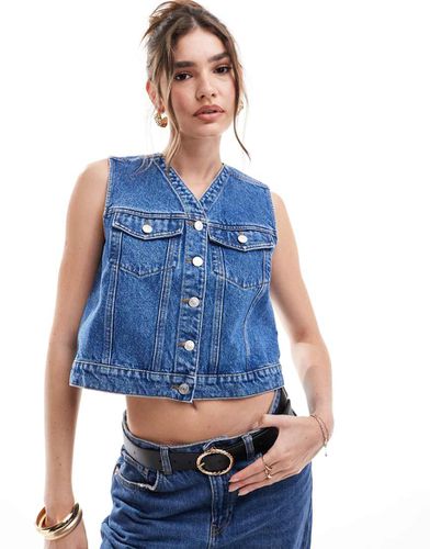 Gilet in denim medio squadrato stile western - ASOS DESIGN - Modalova