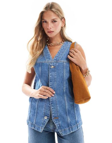 Gilet in denim oversize medio - ASOS DESIGN - Modalova