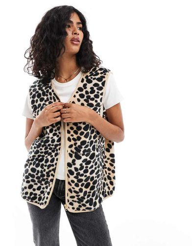 Gilet in pile con stampa leopardata - ASOS DESIGN - Modalova