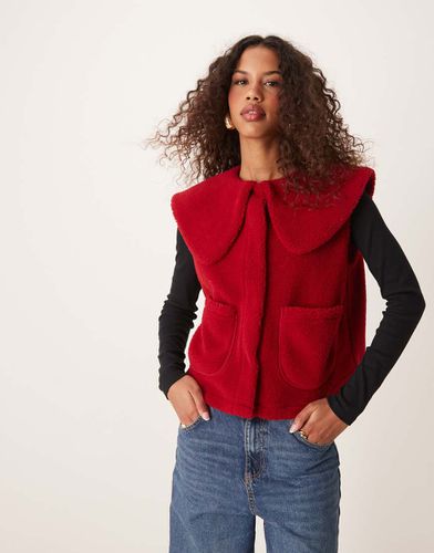 Gilet oversize in pile borg con colletto - ASOS DESIGN - Modalova