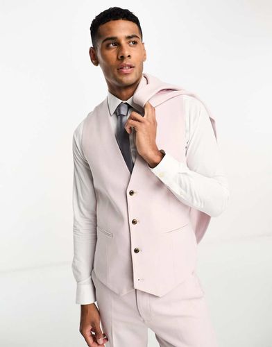 Gilet slim da abito Oxford rosa polvere - ASOS DESIGN - Modalova