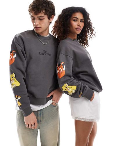 Disney - Felpa oversize squadrata unisex grigia con stampa del Re Leone - ASOS DESIGN - Modalova