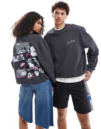 Disney - Felpa squadrata unisex oversize nero slavato con stampe "Mickey Mouse" - ASOS DESIGN - Modalova