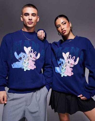 Disney - Felpa unisex oversize con stampa bouclé di Stitch e Angel - ASOS DESIGN - Modalova