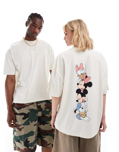 Disney - T-shirt oversize unisex beige con stampa "Mickey Mouse & Friends" sul retro - ASOS DESIGN - Modalova