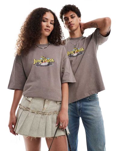 Disney - T-shirt unisex oversize marrone slavato con stampa "The Jungle Book" sul petto - ASOS DESIGN - Modalova