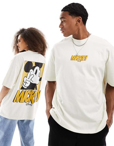 Disney - T-shirt unisex oversize bianco sporco con stampe "Mickey Mouse" - ASOS DESIGN - Modalova