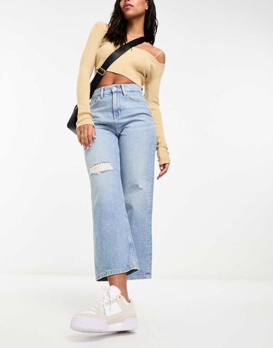 Easy - Jeans dritti corti azzurri con strappi - ASOS DESIGN - Modalova