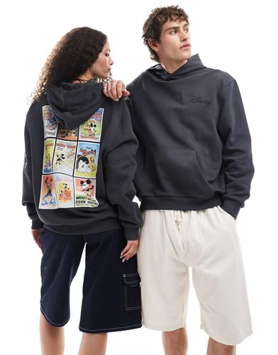 Felpa con cappuccio oversize unisex nero slavato con stampa Disney dei fumetti di Topolino - ASOS DESIGN - Modalova