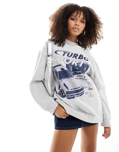 Felpa oversize ghiaccio mélange con grafica "Turbo Car" - ASOS DESIGN - Modalova