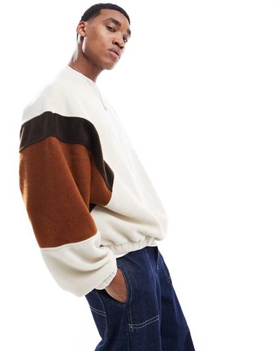 Felpa oversize in pile beige color block - ASOS DESIGN - Modalova