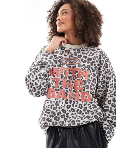 Felpa oversize leopardata con scritta di band - ASOS DESIGN - Modalova