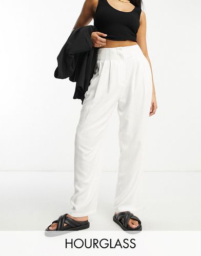 Hourglass - Pantaloni bianchi in misto lino con fascia in vita cucita - ASOS DESIGN - Modalova