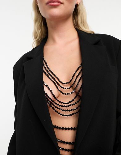 Imbracatura per il corpo con drappeggio di perline nere sfaccettate - ASOS DESIGN - Modalova