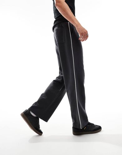 Joggers dritti grigi con profili a contrasto - ASOS DESIGN - Modalova