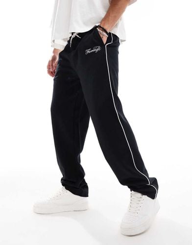 Joggers dritti neri con ricamo e profili a contrasto - ASOS DESIGN - Modalova