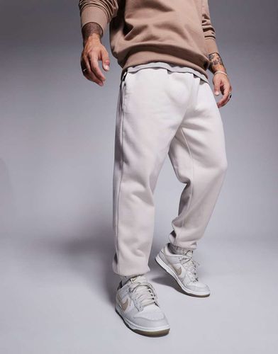 Joggers premium pesanti 400 gsm affusolati grigio beige chiaro - ASOS DESIGN - Modalova