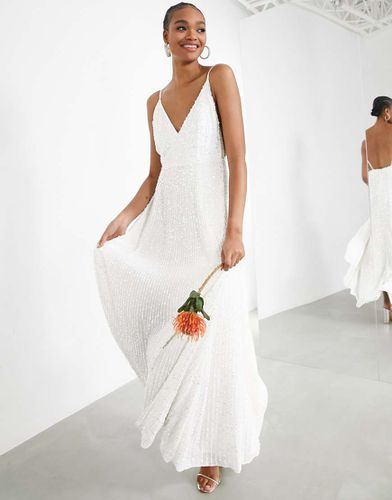 Josie - Vestito lungo da sposa con spalline sottili decorato - ASOS DESIGN - Modalova