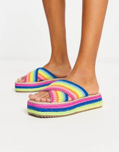 Jazlyn - Sabot flatform all'uncinetto arcobaleno - ASOS DESIGN - Modalova