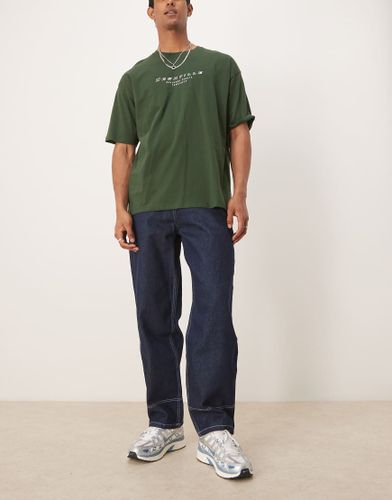 Jean ample coupe skateur à coutures contrastantes - Brut délavé - Asos Design - Modalova