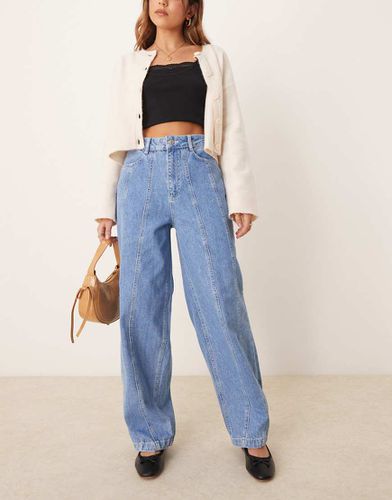 Jeans a cilindro medio con cuciture raccolte - ASOS DESIGN - Modalova