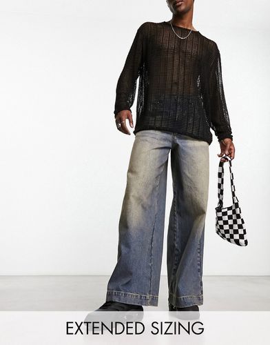 Jeans a fondo super ampio lavaggio scuro vintage - ASOS DESIGN - Modalova