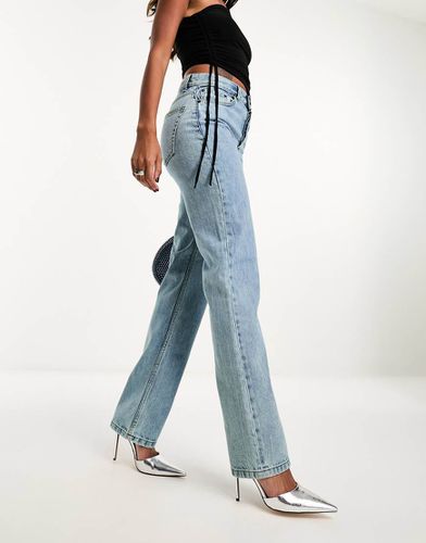 Jeans dritti a vita medio alta lavaggio chiaro vintage - ASOS DESIGN - Modalova