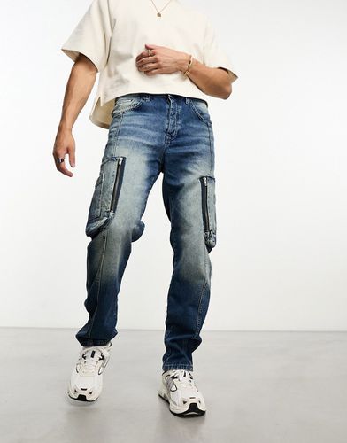 Jeans dritti lavaggio chiaro con tasche cargo - ASOS DESIGN - Modalova