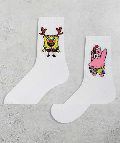 Lot de 2 paires de chaussettes de Noël à motif Bob l'Éponge - Asos Design - Modalova