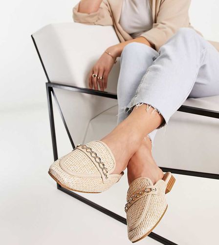 Motto - Sabot bassi a pianta larga in rafia beige con catenina - ASOS DESIGN - Modalova