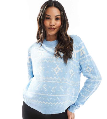 ASOS DESIGN Maternity - Maglione natalizio girocollo con motivo Fair Isle blu e color crema - ASOS Maternity - Modalova