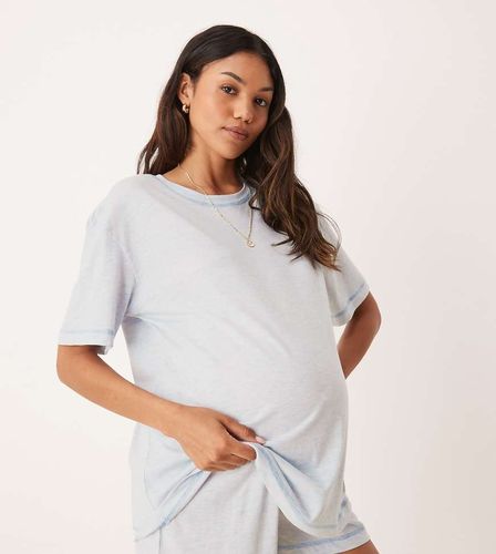 ASOS DESIGN Maternity - Pyjama avec t-shirt oversize et short - Bleu chiné - Asos Maternity - Modalova