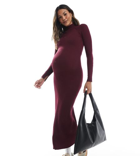 ASOS DESIGN Maternity - Robe longue en maille fine côtelée - bordeaux - Asos Maternity - Modalova